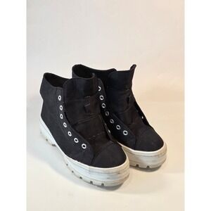 Steve Madden Youth Gril Black White Ankle Sneakers Shoes Lace-Up Size 5M